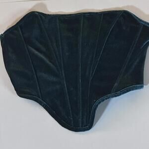 Y2K Dark Green Velvet Tube Top Corset Bustier